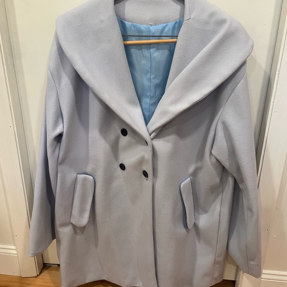 Women's Soft periwinkle Pea Coat - Picture 1 of 3